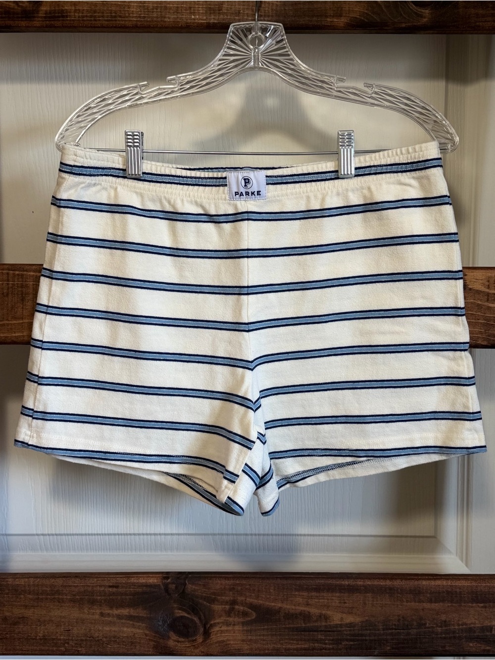 Parke Maggie & Emma White & Navy Stripe Shorts - Lg - Picture 2 of 4